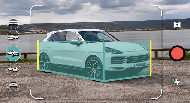 App camera viewfinder with positioning guides